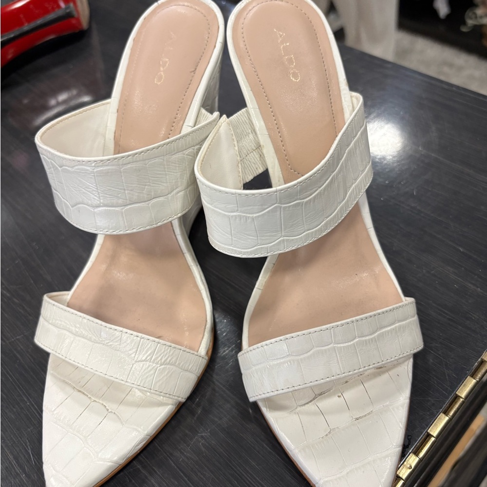 ALDO Women's White Croc-Embossed Sandals